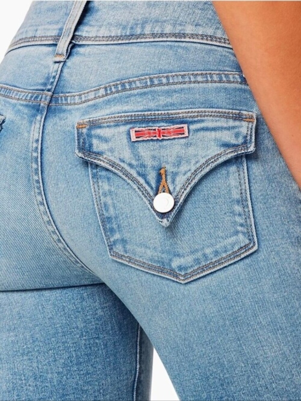 NWT Hudson Mid Rise Baby Bootcut, Double Button Flat Pocket Faded Blue Jeans 24